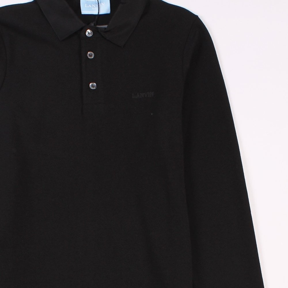 Lanvin Boys Long Sleeve Polo Shirt Black