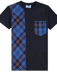 Lanvin Boys Tartan Pattern Print T-Shirt Navy