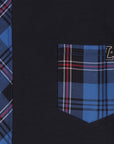 Lanvin Boys Tartan Pattern Print T-Shirt Navy