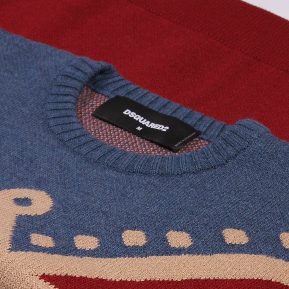 Dsquared2 Men&#39;s Maple Leaf Knitted Jumper Red