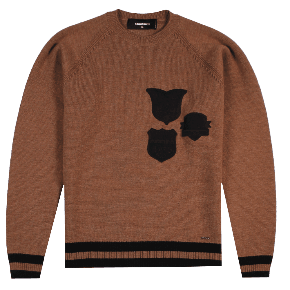 Dsquared2 Men&#39;s Badge Knitted Sweater Brown