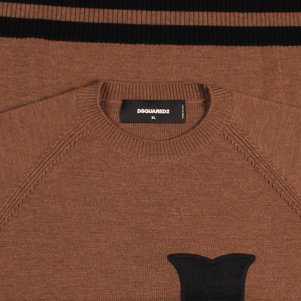 Dsquared2 Men&#39;s Badge Knitted Sweater Brown
