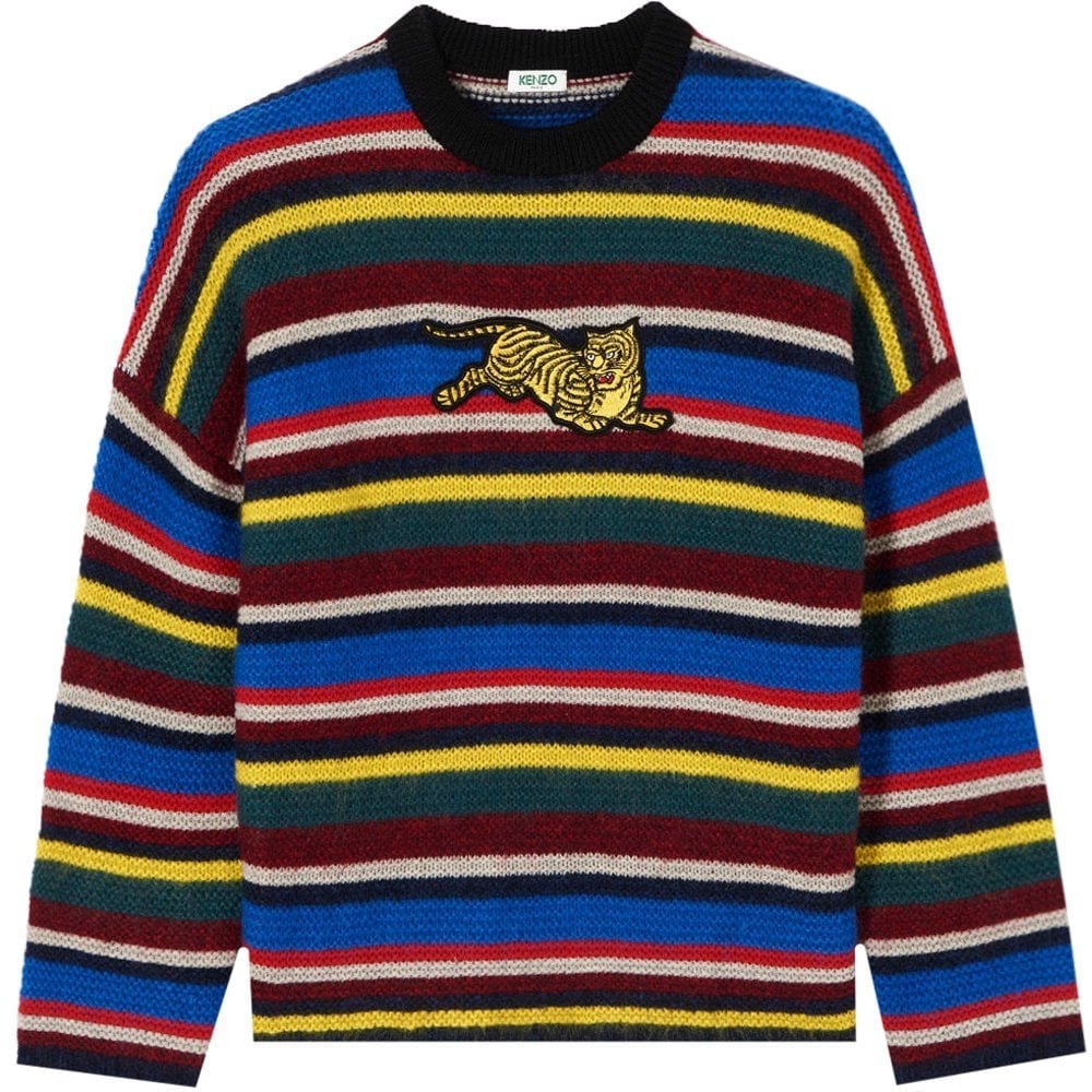 Kenzo Men's Jumping Tiger Colour Block Sweater Multicoloured 