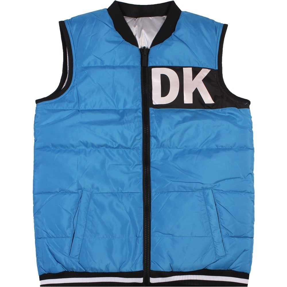 DKNY Boys Logo Gilet Blue Cotton &amp; Nylon