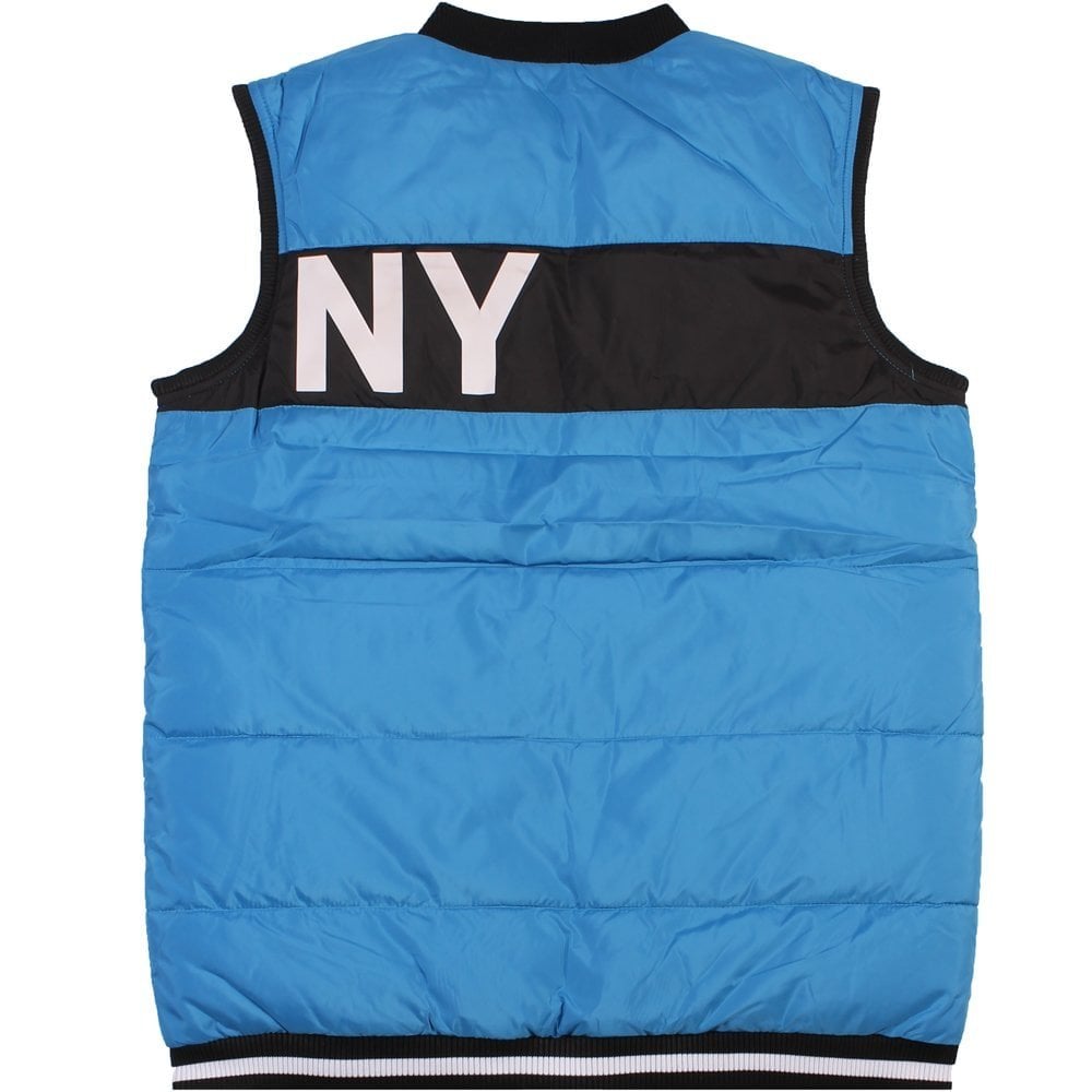 DKNY Boys Logo Gilet Blue Cotton &amp; Nylon