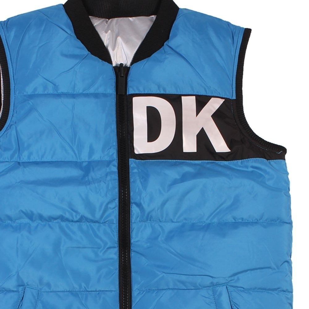 DKNY Boys Logo Gilet Blue Cotton &amp; Nylon