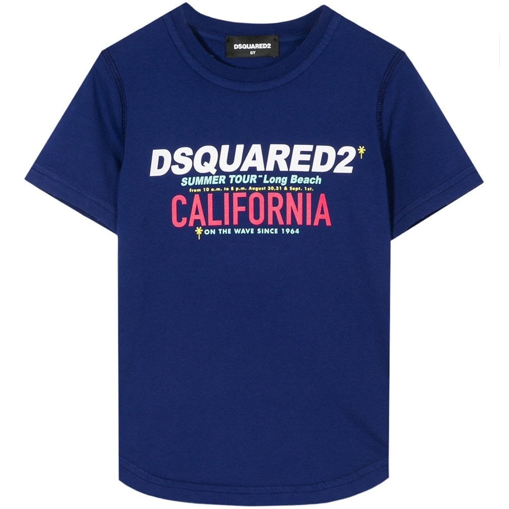 Dsquared2 Boys California Print T-Shirt Blue