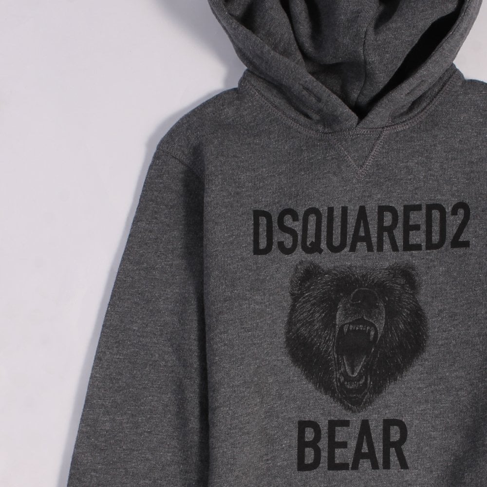 Dsquared2 Boys Bear Print Hoodie Dark Grey