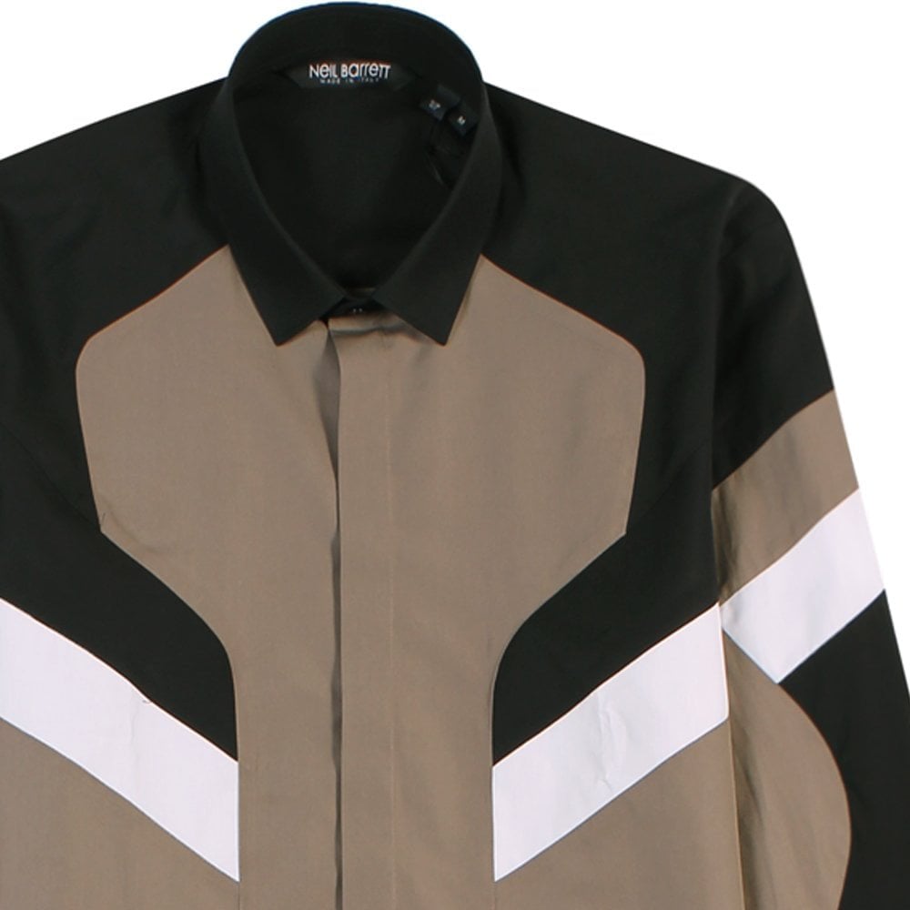 Neil Barrett Men&#39;s Pattern Shirt Khaki