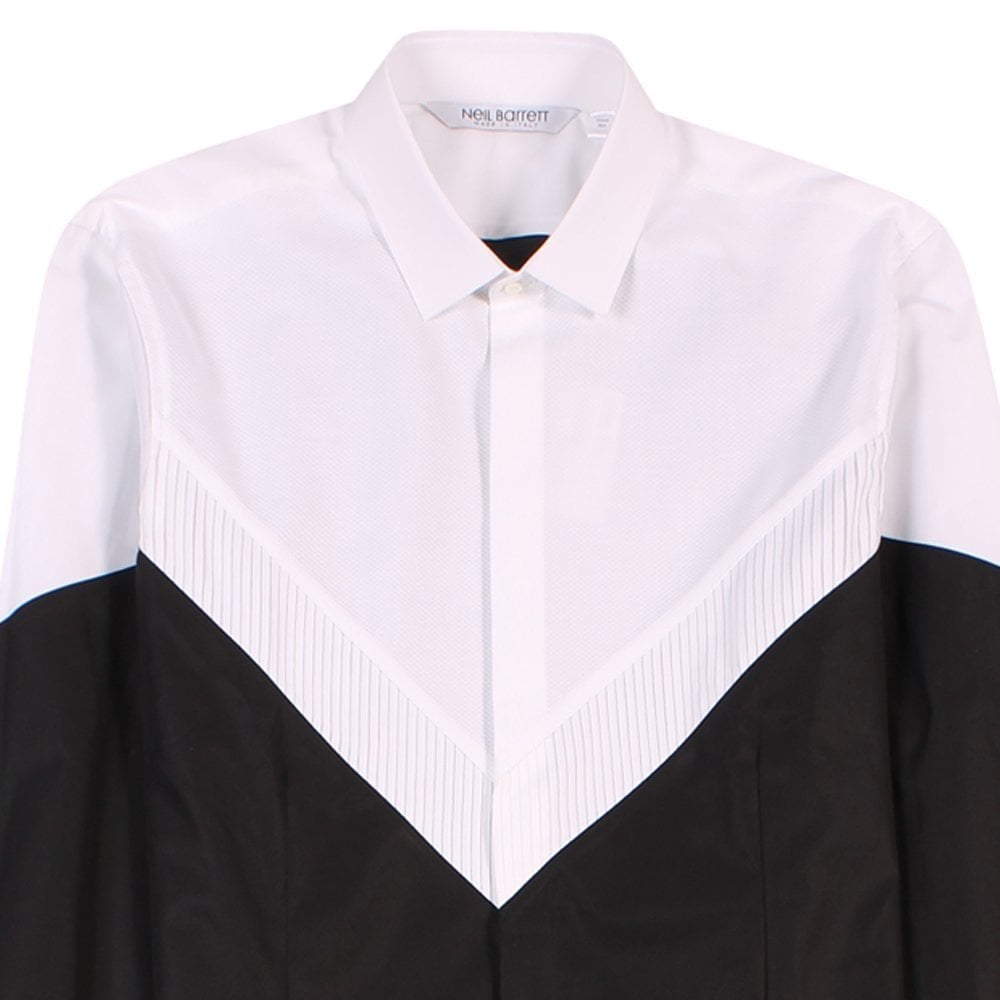 Neil Barrett Men&#39;s Textured Pattern Shirt Black And White