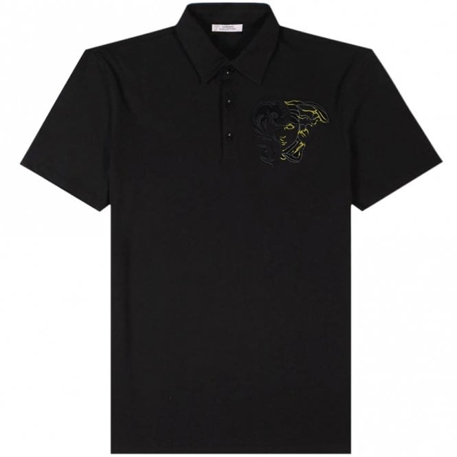 Versace Collection Men&#39;s Half Medusa Polo Shirt Black