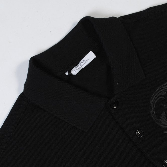 Versace Collection Men&#39;s Half Medusa Polo Shirt Black