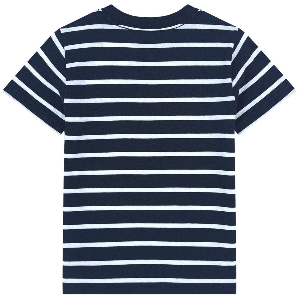Ralph Lauren Boy&#39;s Stripped Logo T-Shirt Navy/White