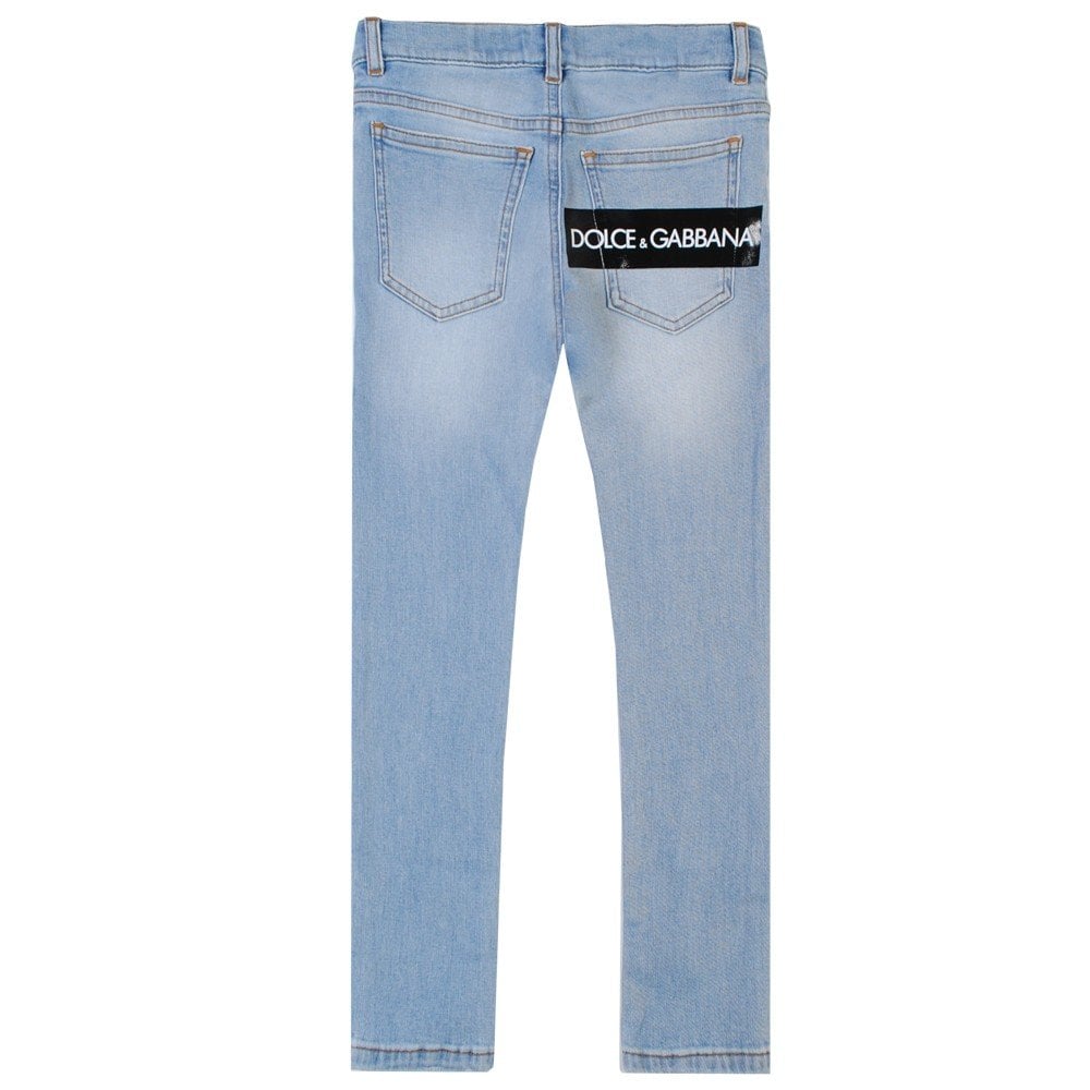 Dolce &amp; Gabbana Boys Back Logo Print Jeans Blue