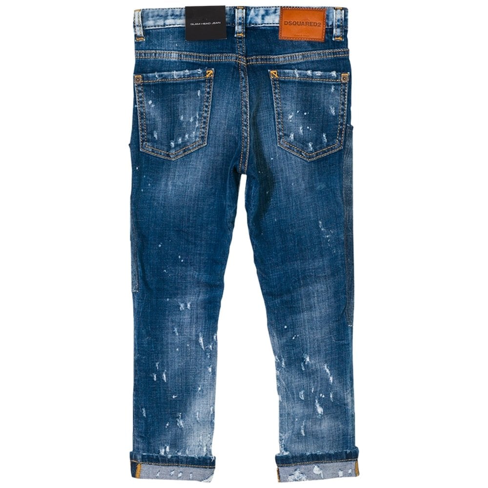 Dsquared2 Boys Glam Head Jeans Blue