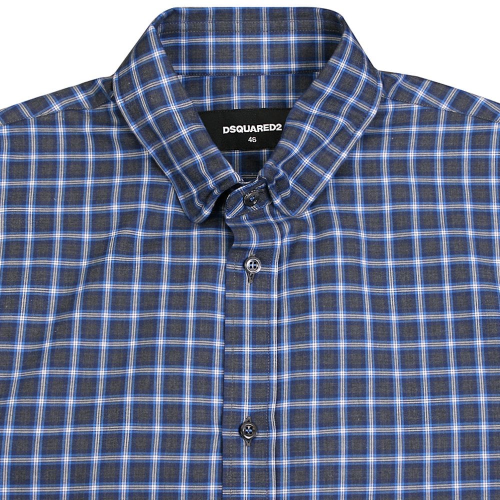 DSquared2 Men&#39;s Checked Cotton Flannel Shirt Blue