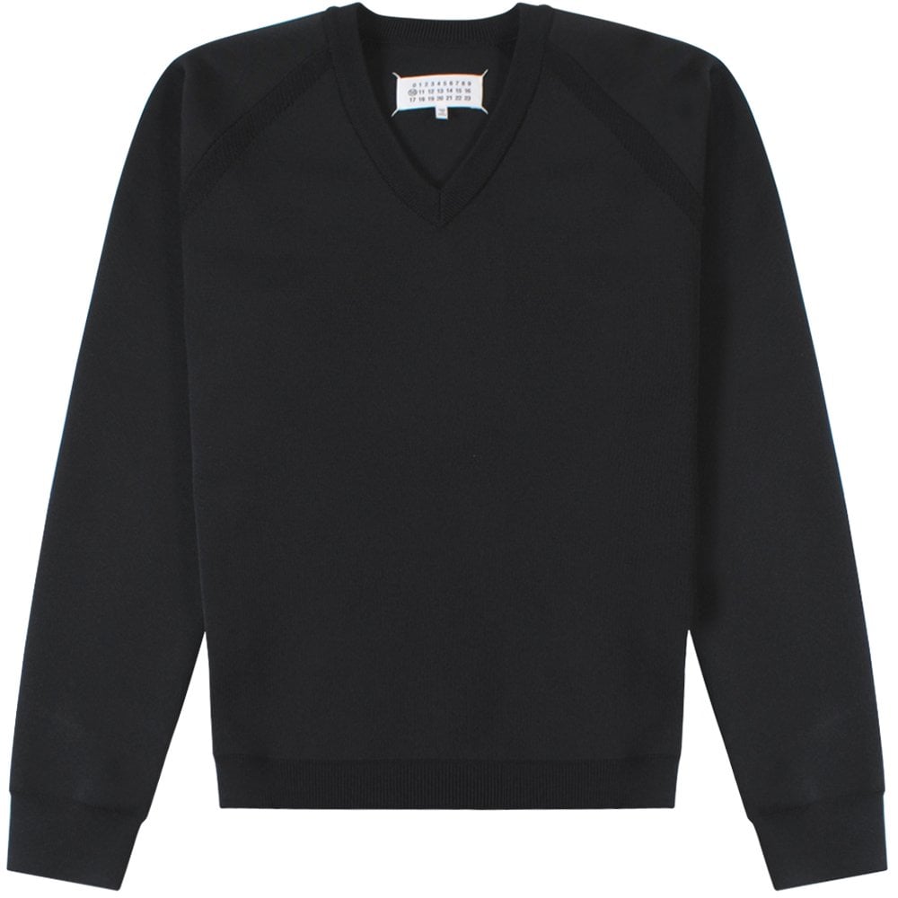 Maison Margiela Men&#39;s V-Neck Sweatshirt Black