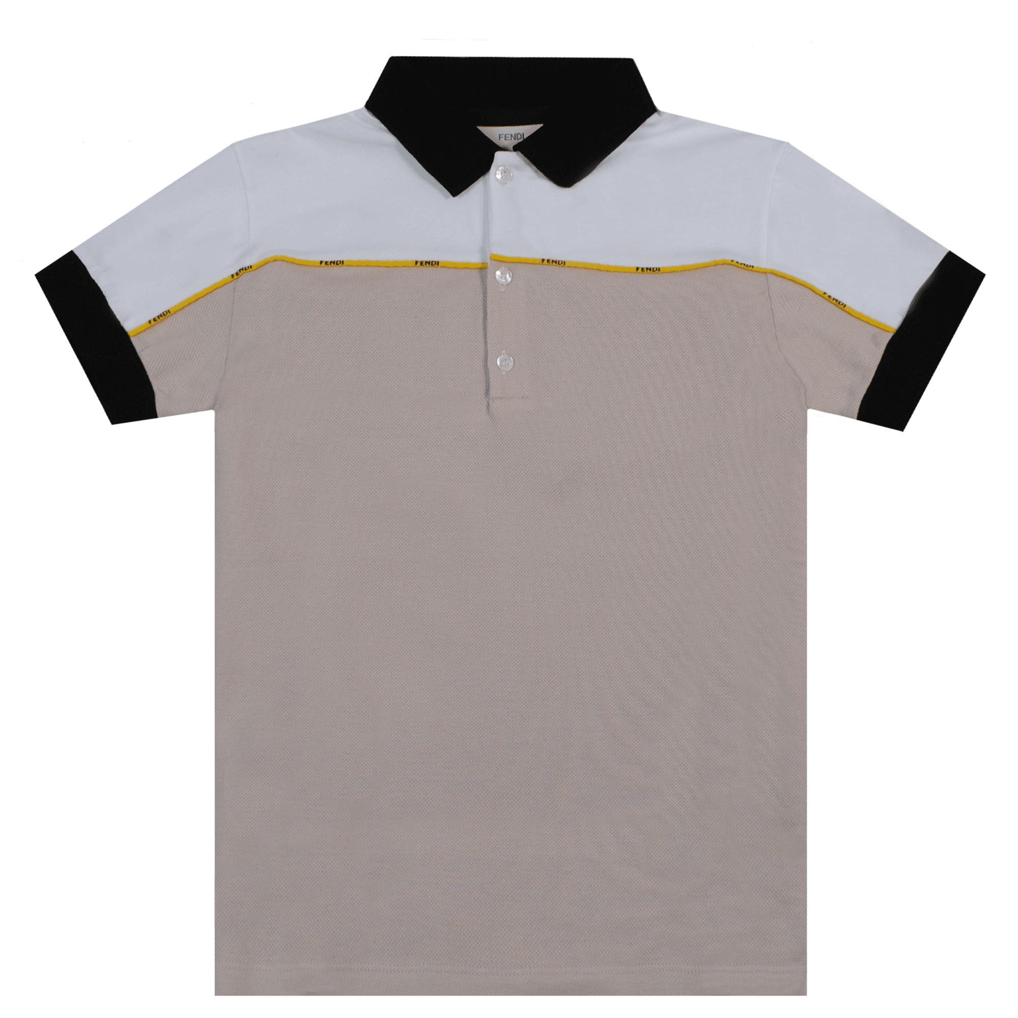 Fendi Boys Piquet Polo White &amp; Beige