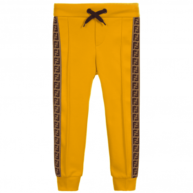 Fendi Boys Logo Sweat Trousers Yellow