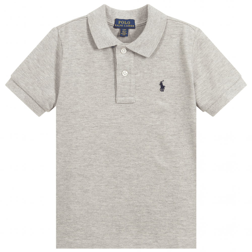 Ralph Lauren Boy&#39;s Logo Polo T-shirt Grey Marl