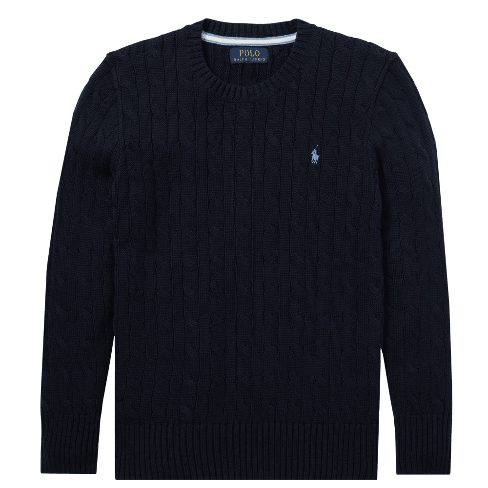 Ralph Lauren Boy&#39;s Cable-Knitted Jumper Navy