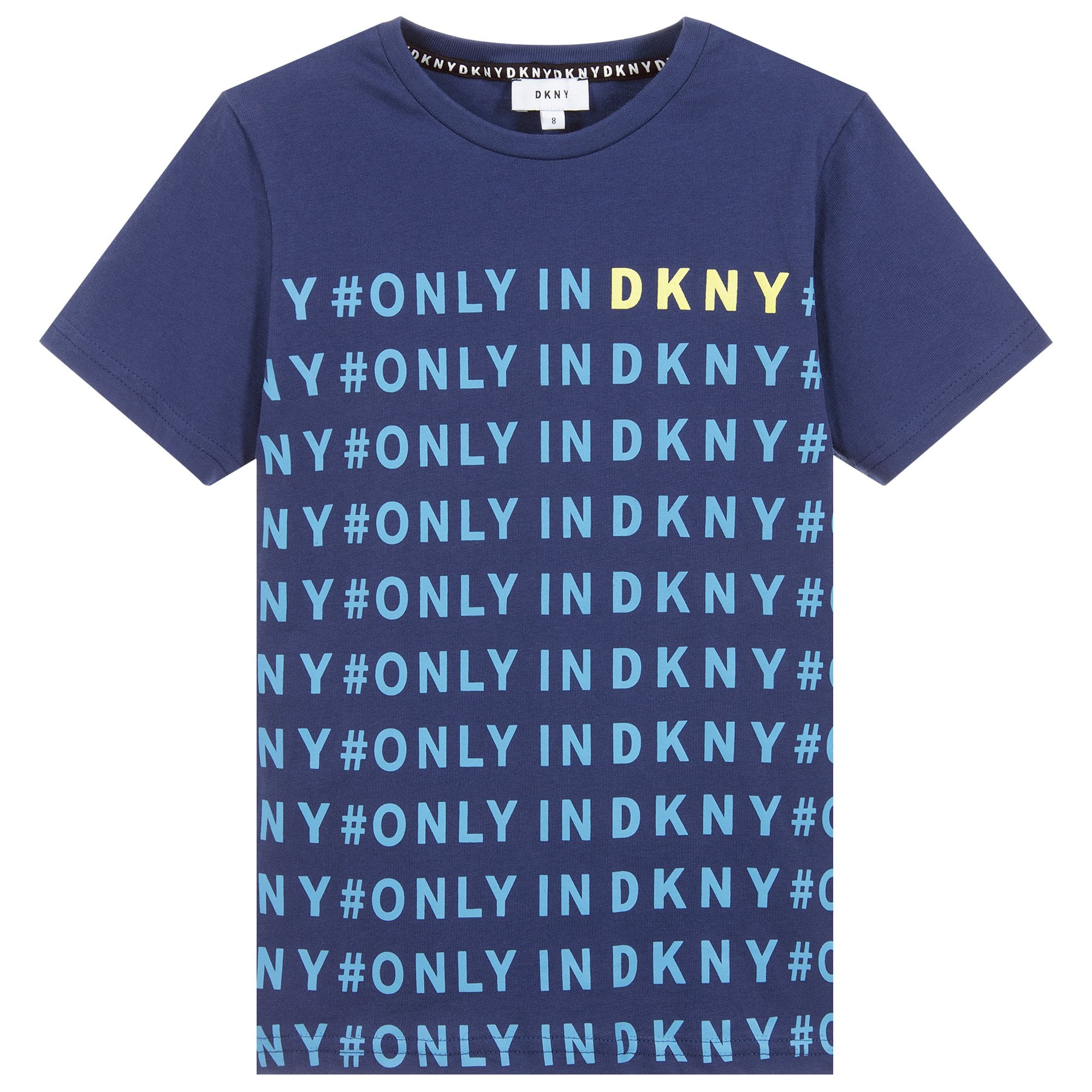 DKNY Boys Logo T-shirt Blue Cotton