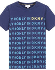 DKNY Boys Logo T-shirt Blue Cotton