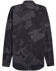 Neil Barrett Men's Camouflaged Pinstripe Shirt Dark Navy
