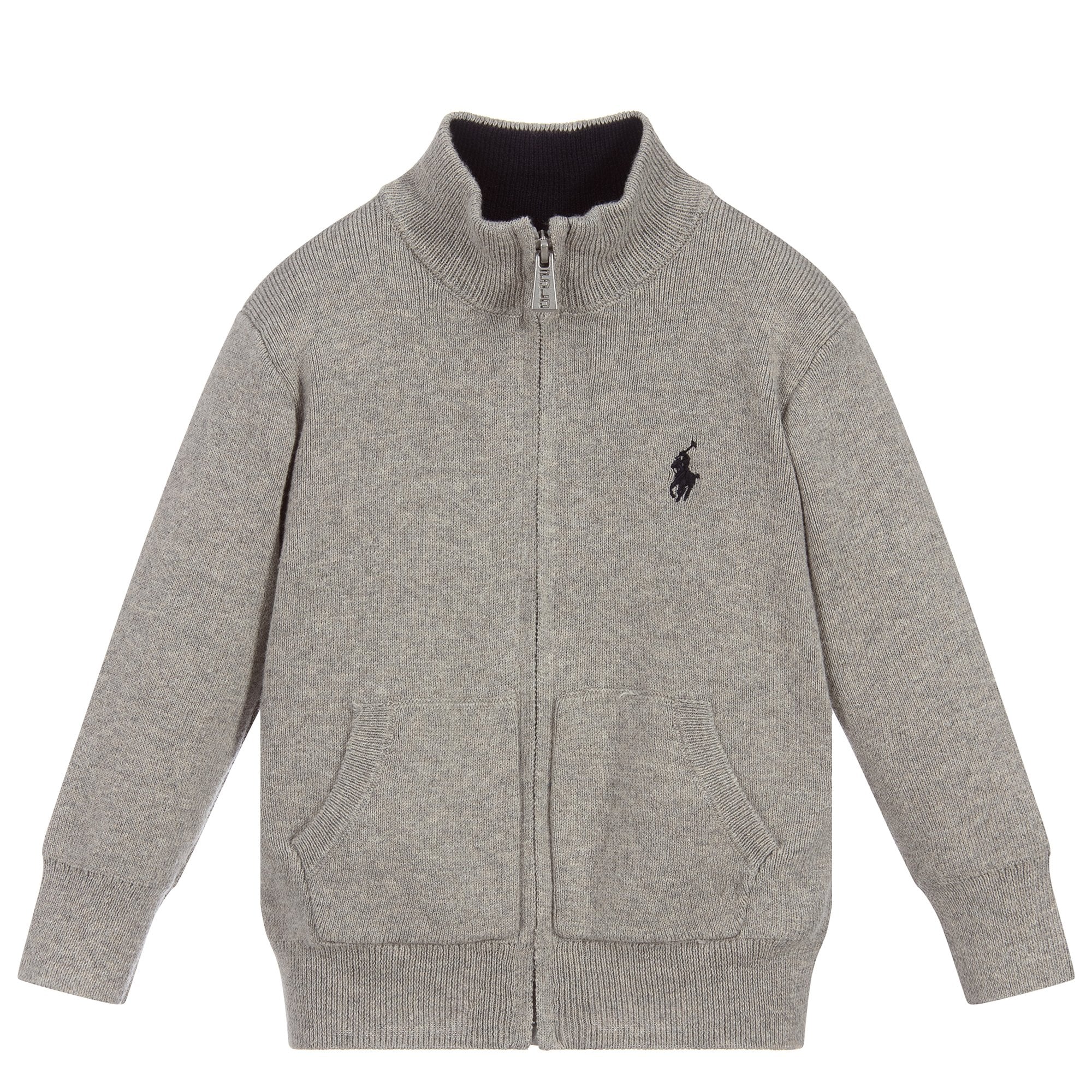 Ralph Lauren Boy&#39;s Knit Zip-Up Cardigan Grey