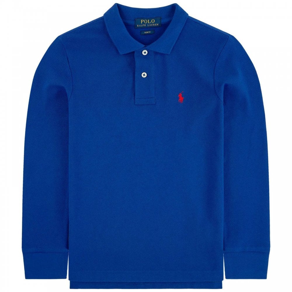 Ralph Lauren Boy&#39;s Long Sleve Logo Polo Blue