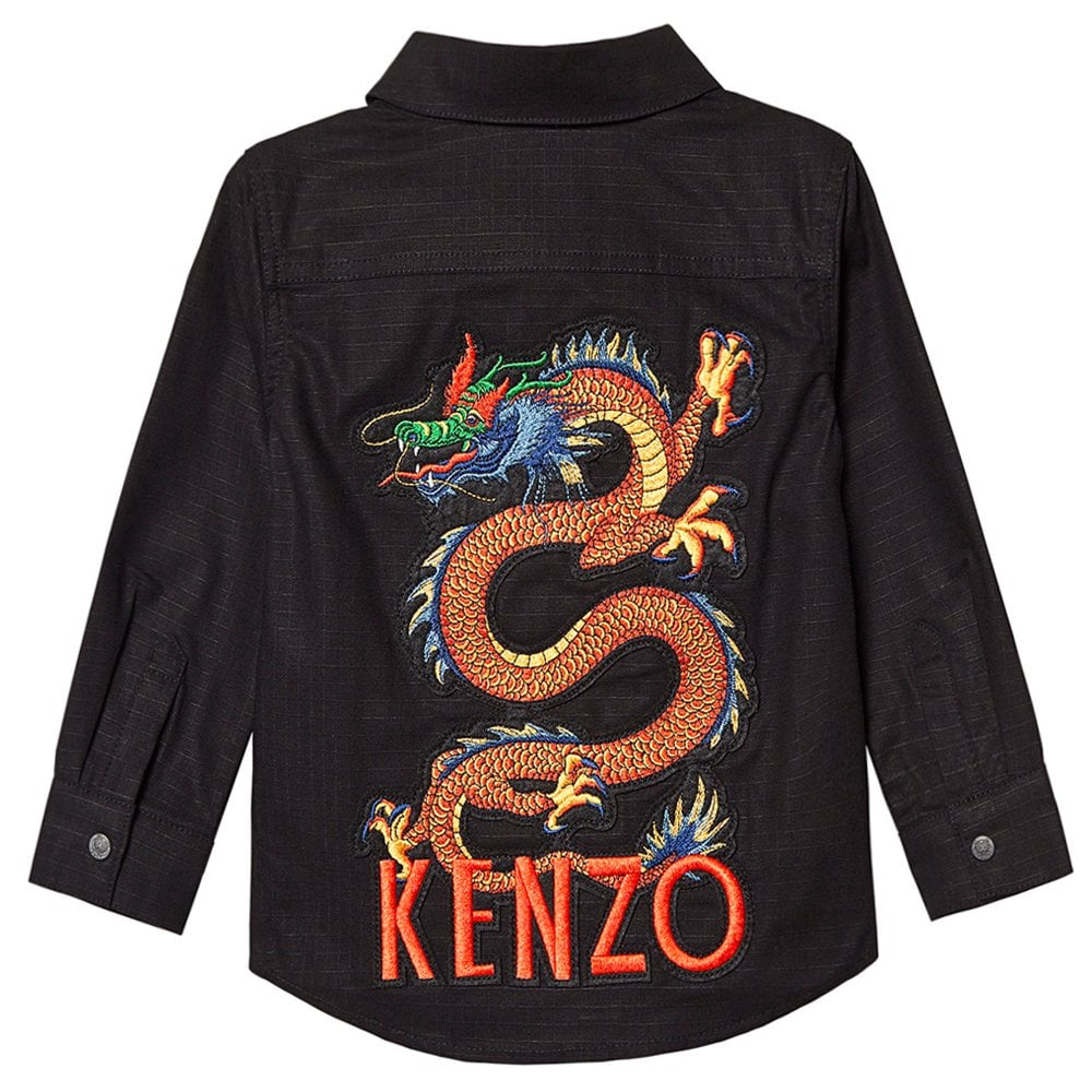 Kenzo Boys Gaspard Reverse Dragon Print Shirt Black