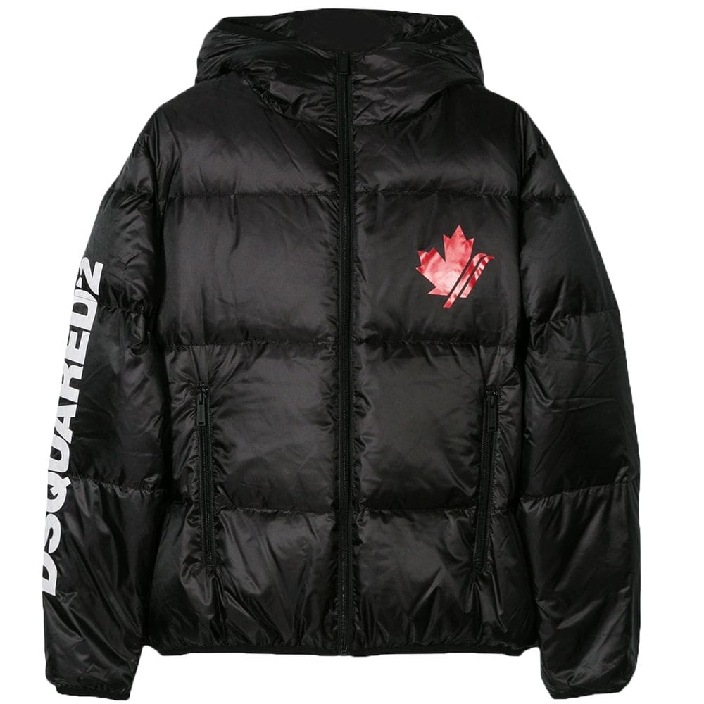 Dsquared2 Boys Maple Leaf Puffa Jacket Black