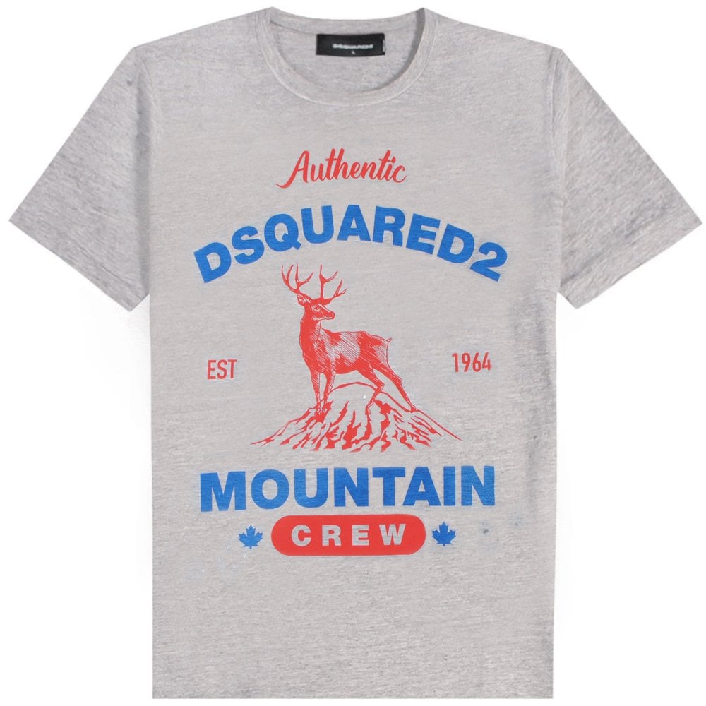 DSquared2 Men&#39;s  Mountain Crew Print T-Shirt Grey
