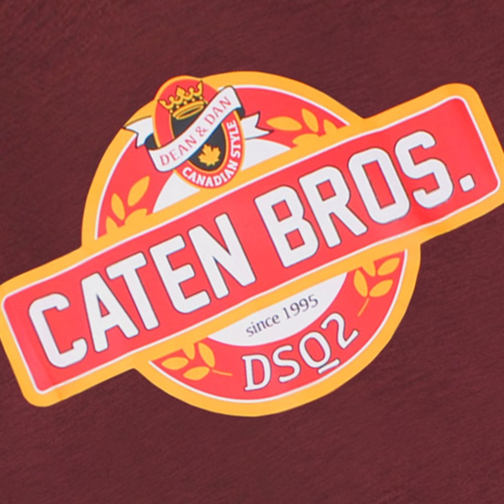 Dsquared2 Men&#39;s Caten Bros Logo T-Shirt Burgundy