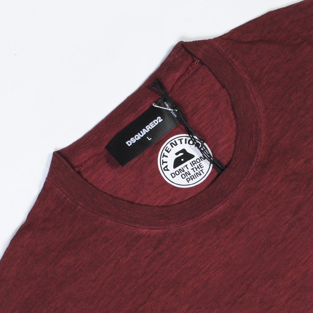 Dsquared2 Men&#39;s Caten Bros Logo T-Shirt Burgundy