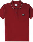 C.P Company Boys Tipped Logo Polo Shirt Red