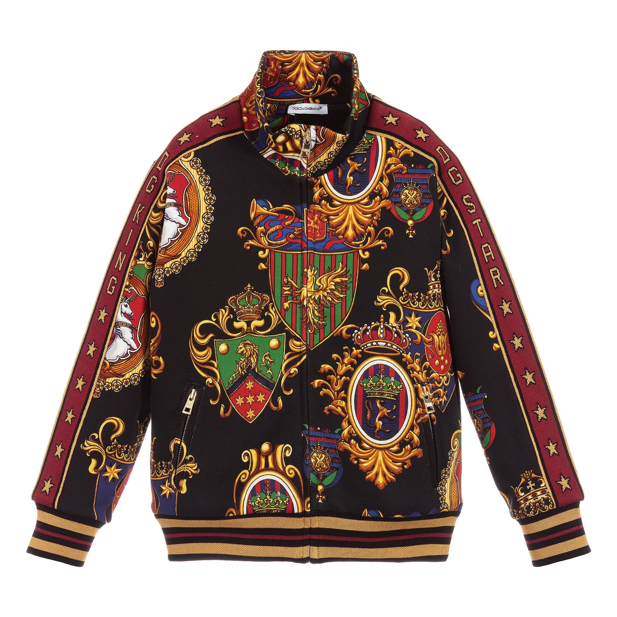 Dolce &amp; Gabbana Boys Zip Up Graphic Jacket Black