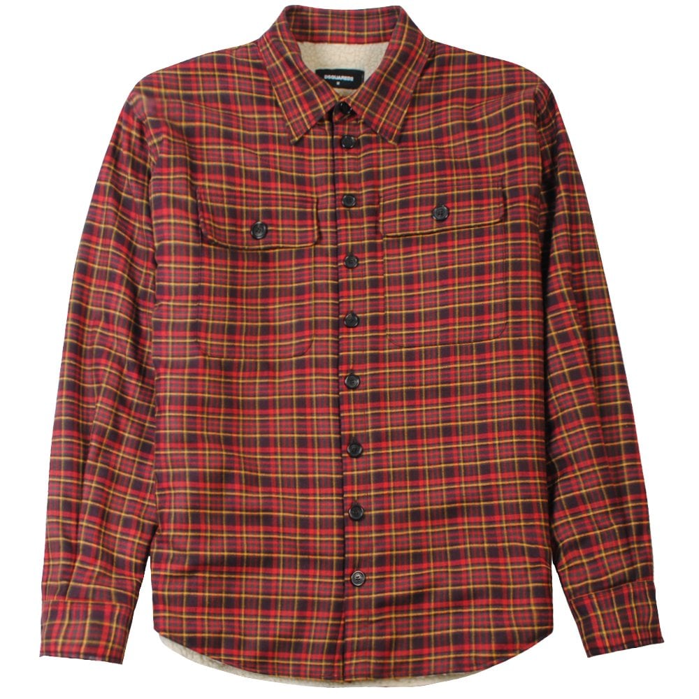 DSquared2 Men&#39;s Checked Fleece Shirt Red