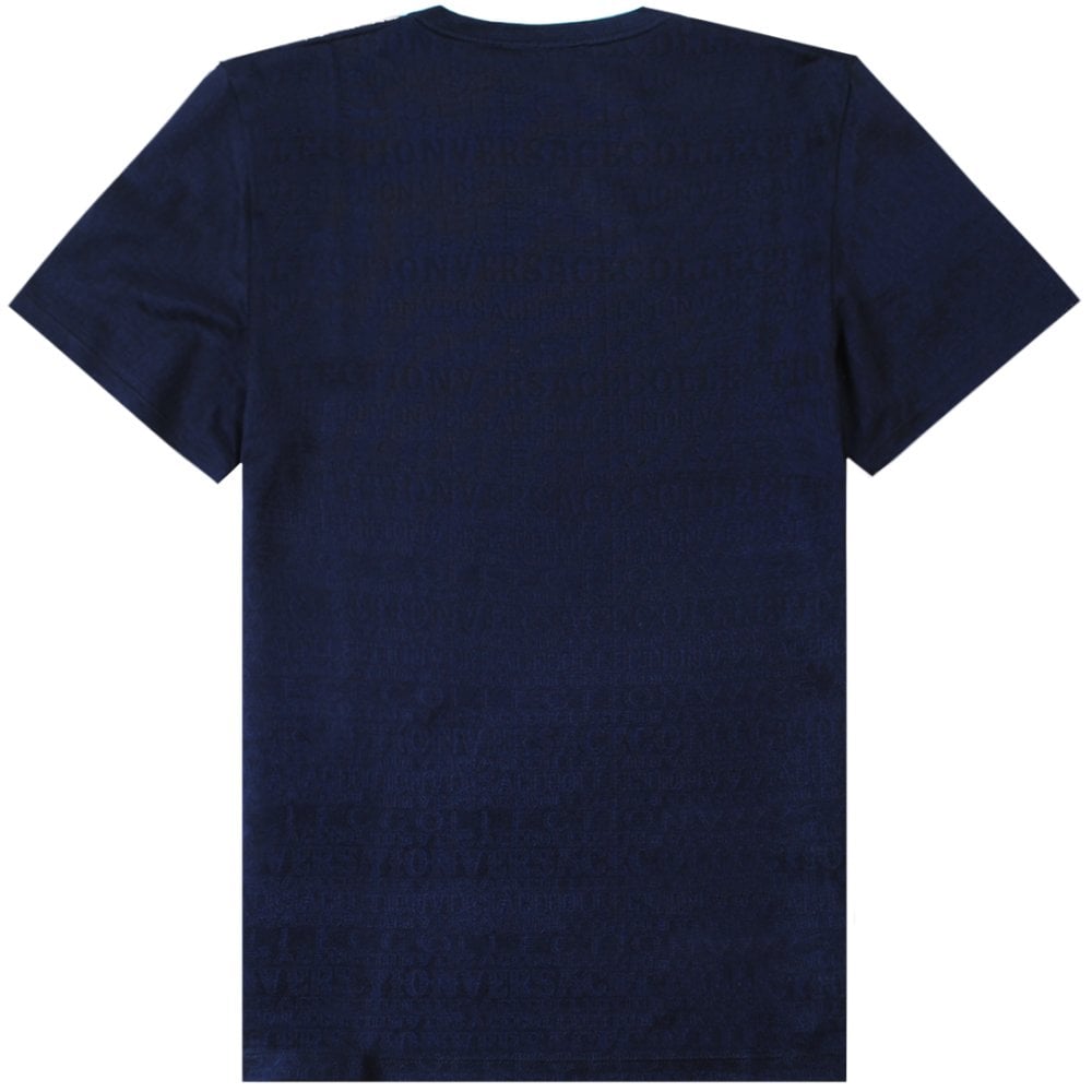 Versace Collection Men&#39;s Scattered Logo Print T-Shirt Navy