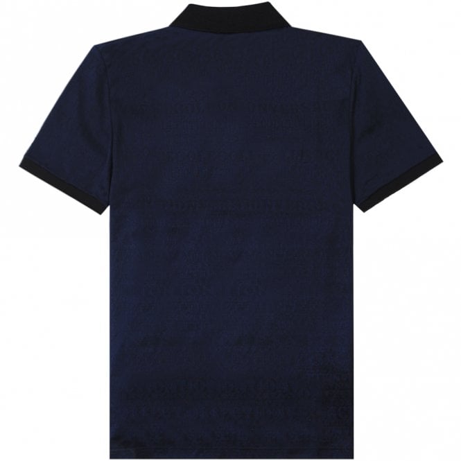 Versace Collection Men&#39;s Scattered Logo Print Polo Shirt Navy