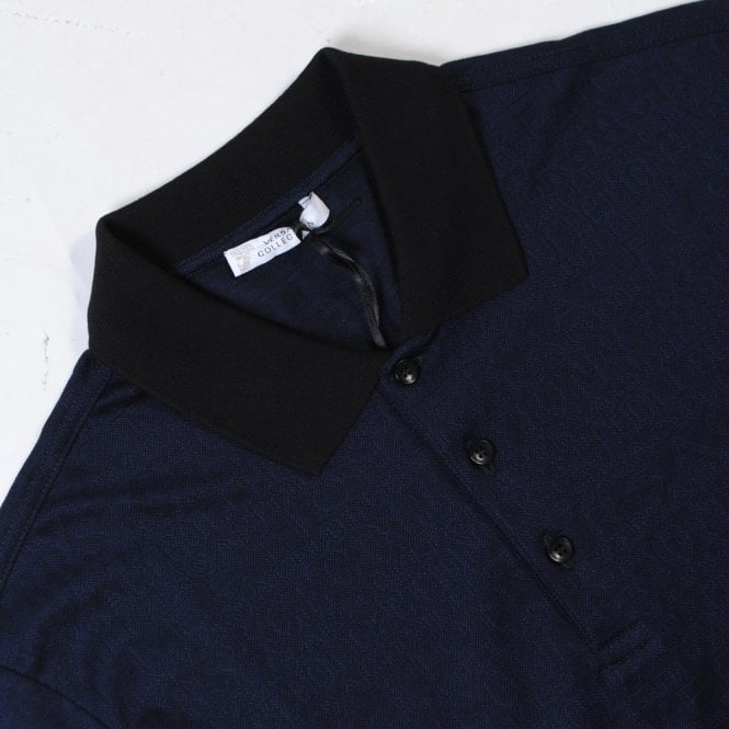 Versace Collection Men&#39;s Scattered Logo Print Polo Shirt Navy