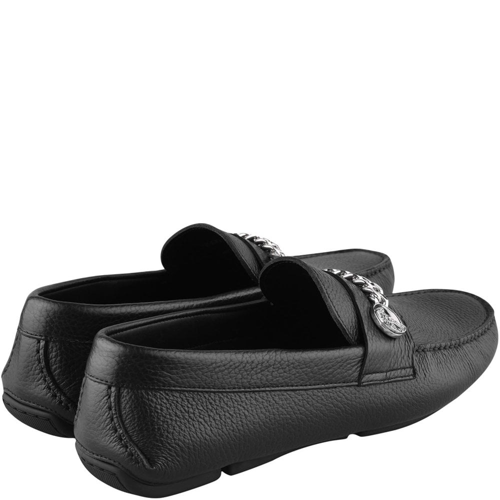 Versace Collection Men&#39;s Medusa Chain Logo Loafers Black