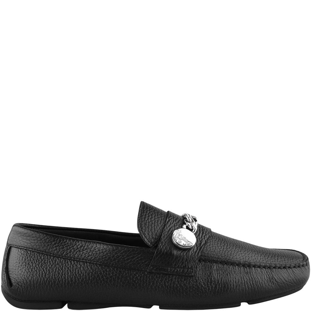 Versace Collection Men&#39;s Medusa Chain Logo Loafers Black