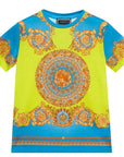 Young Versace Boys Fluo Barocco T-shirt Blue