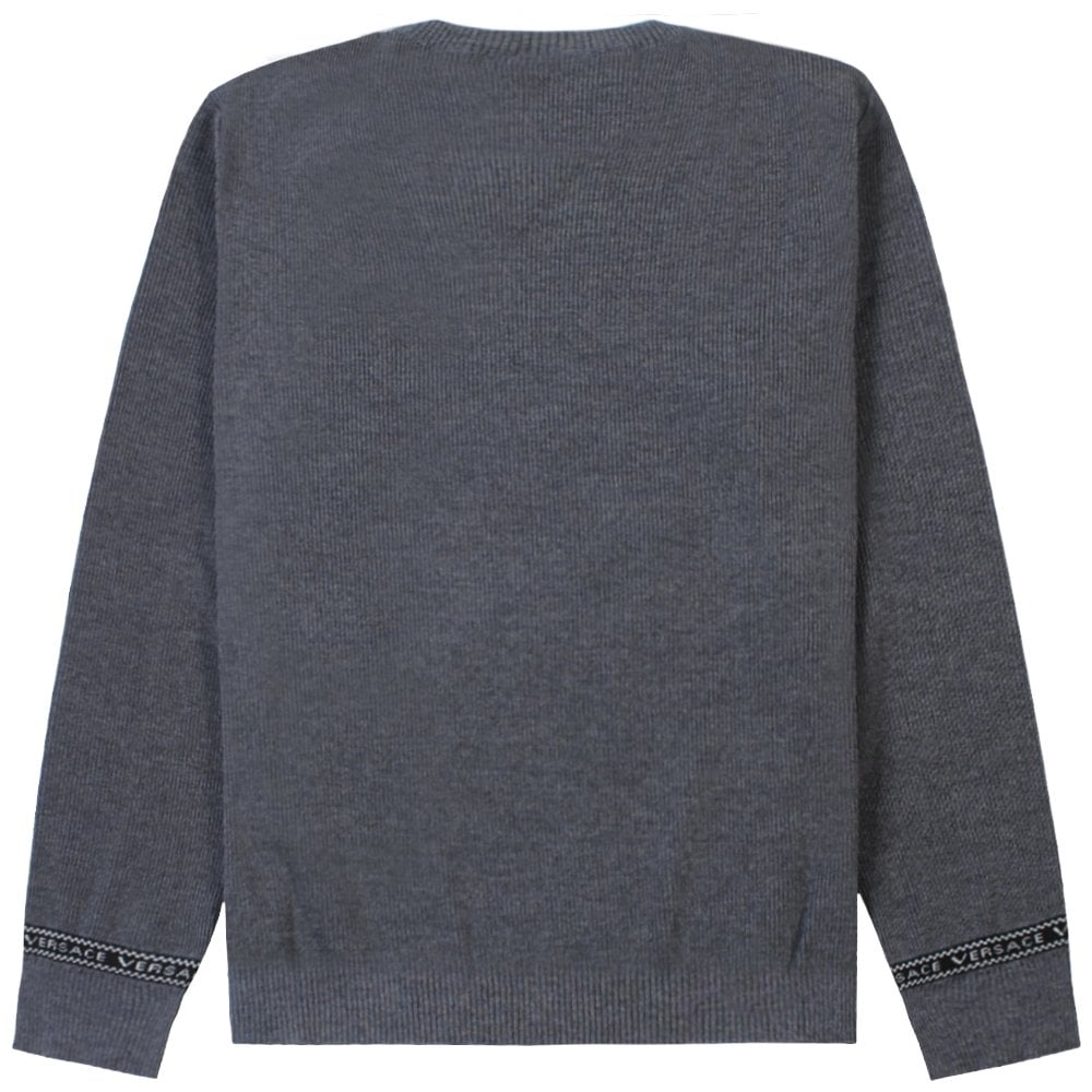 Young Versace Boys Tape Logo Knitted Jumper Grey