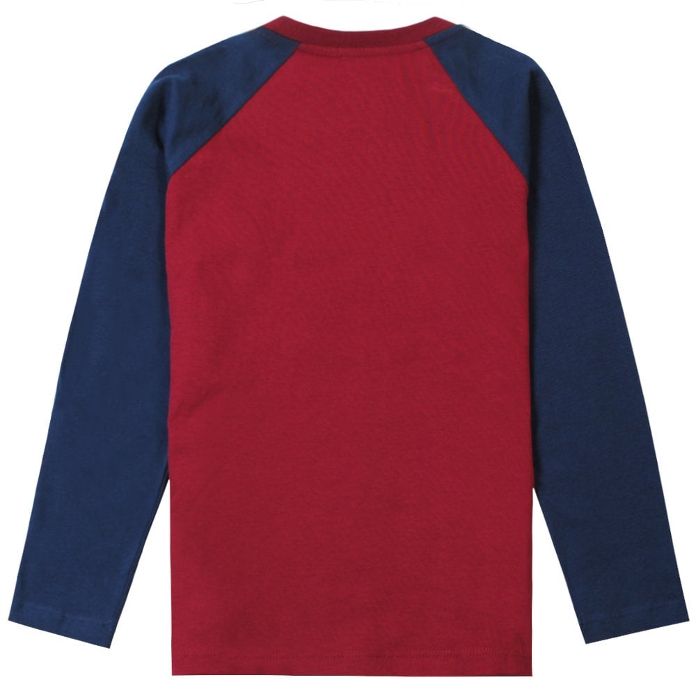 Lanvin Boys Badge Long Sleeve T-Shirt Burgundy