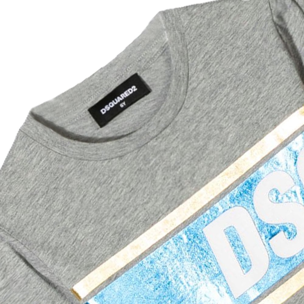 DSquared2 Boys Foil DSQ2 Print Long Sleeve T-Shirt Grey