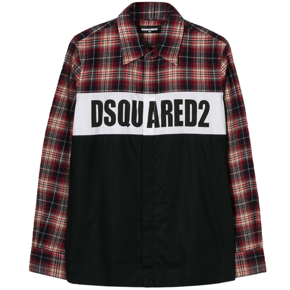 DSquared2 Boys Chequered Logo Shirt Red &amp; Black
