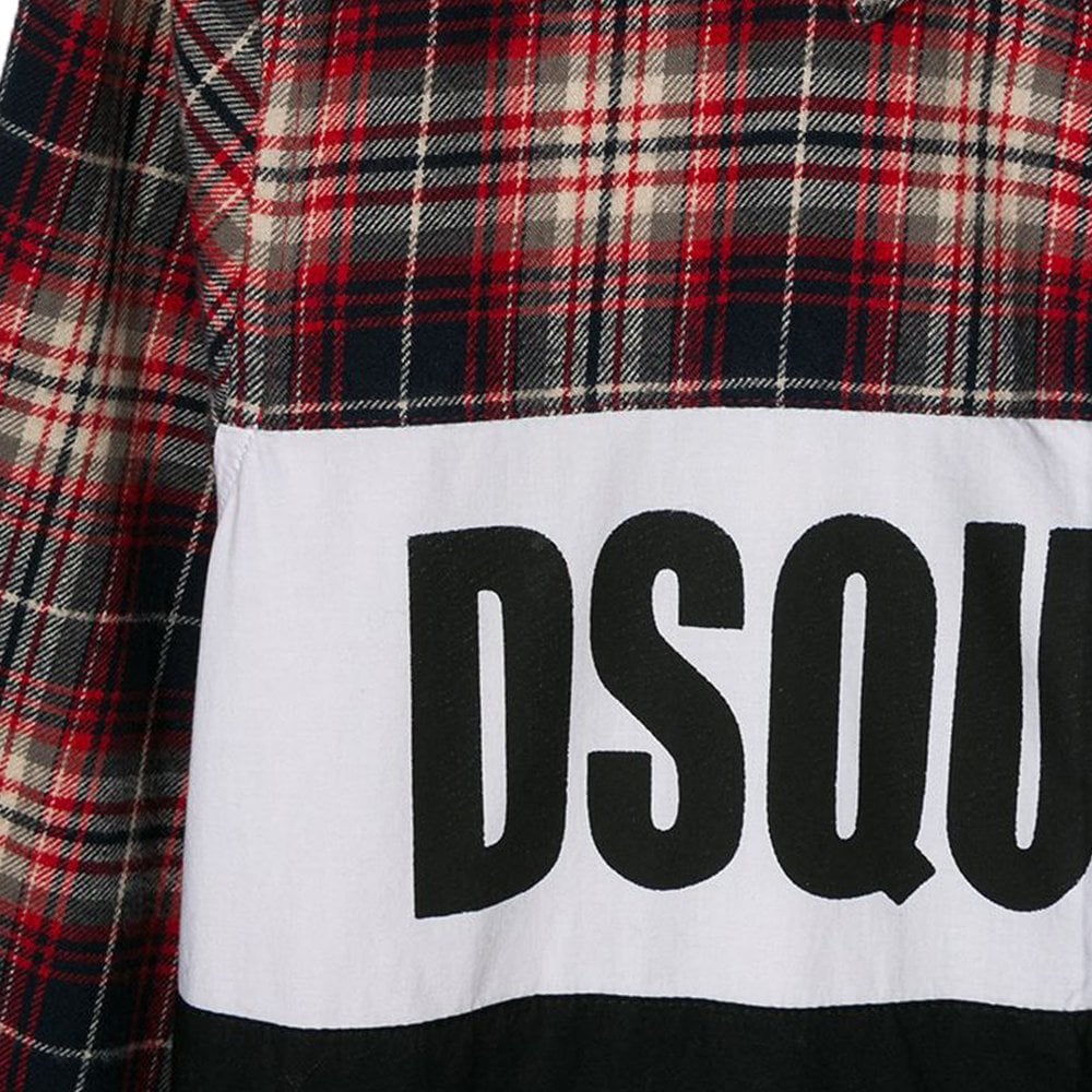 DSquared2 Boys Chequered Logo Shirt Red &amp; Black