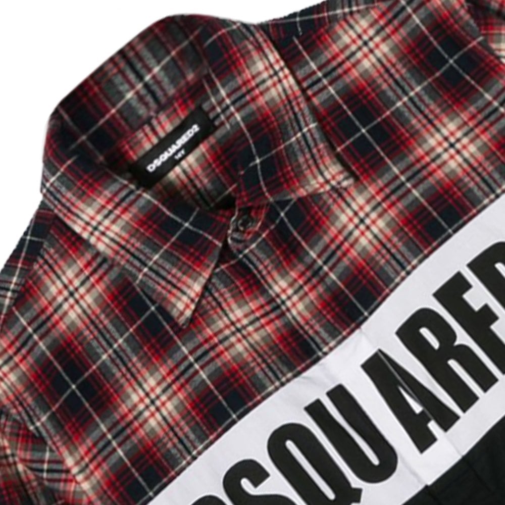DSquared2 Boys Chequered Logo Shirt Red &amp; Black